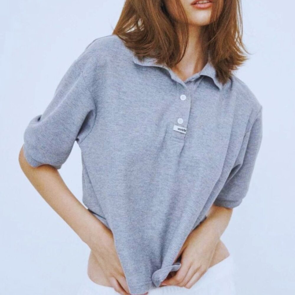 Gray Short-Sleeve Polo Shirt & White Shorts Set “Casual Breeze” CB1511