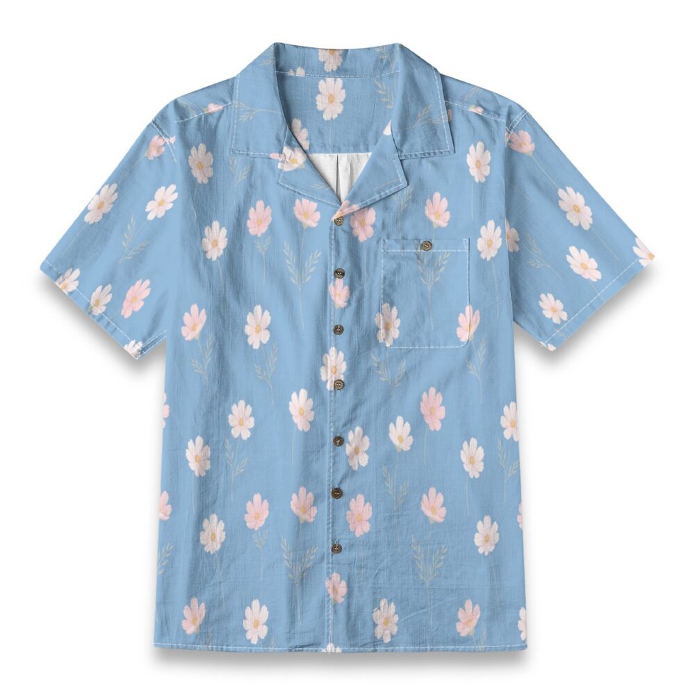 Cosmos Sky Bloom Floral Beach Shirt